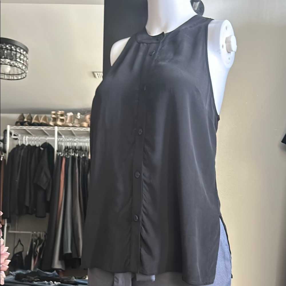 Alexander Wang Black Sleeveless Buttoned Blouse